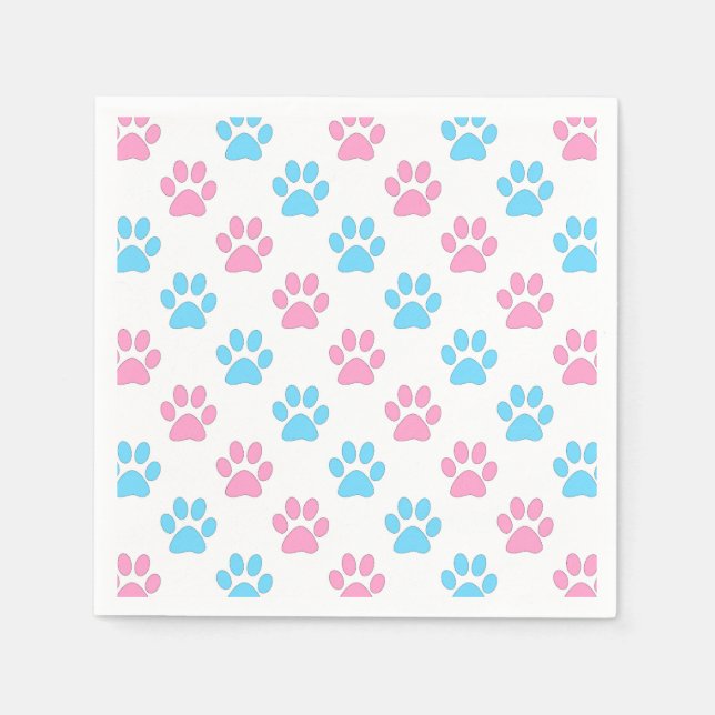 Pink and blue baby paws pattern napkin (Front)