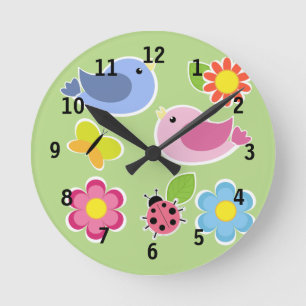 Pink and Blue Bird(Medium) Wall Clock