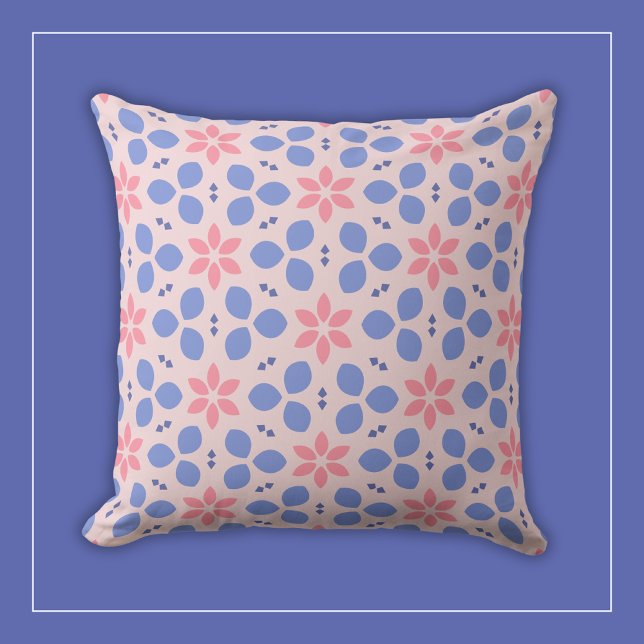 Pink and Blue Botanical Flowers on Girly Floral Cushion (Creator Uploaded)
