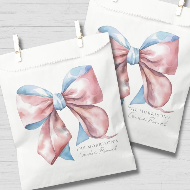 Pink And Blue Bow Gender Reveal Favour Bags (Pink And Blue Bow Gender Reveal Favor Bag )