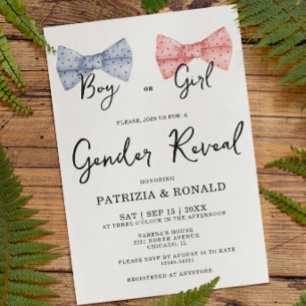 Pink and Blue Bows Gender Reveal Party Invitation