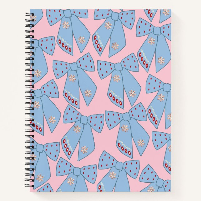 Pink And Blue Bows Notebook (Front)