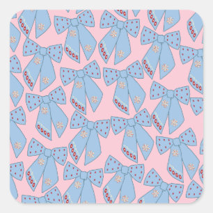 Pink And Blue Bows Square Sticker