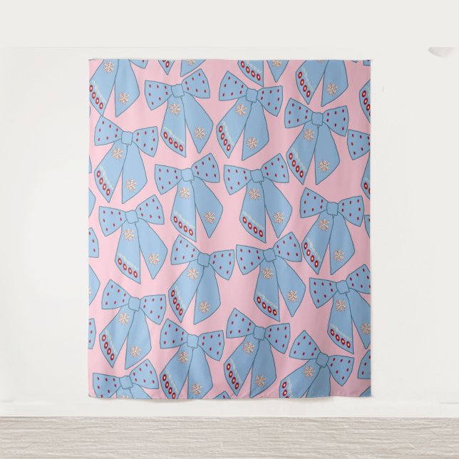 Pink And Blue Bows Tapestry (Front)