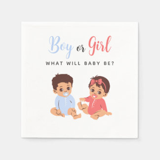 Pink and Blue Boy or Girl Baby Gender Reveal Napkin