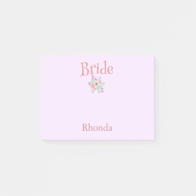 Pink and Blue Bride Favour Gift Post-it Notes (Front)