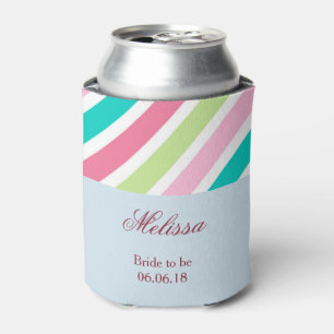 Pink and Blue Bride to Be Can Cooler