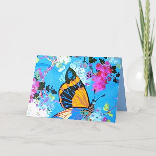 Pink and Blue Butterfly Card (Front)