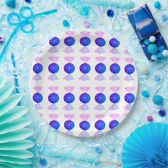 Pink And Blue Candy Paper Plate (Party)