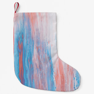 Pink and blue canvas painting small christmas stocking