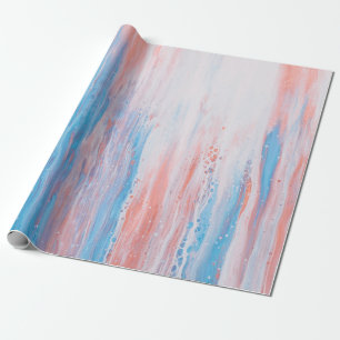 Pink and blue canvas painting wrapping paper