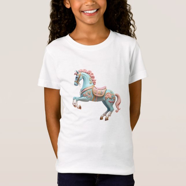 Pink and blue carousel horse T-Shirt (Front)