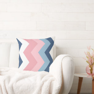 pink and blue chevron Pattern Cushion