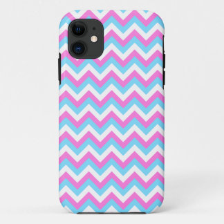 Pink and Blue Chevron Zig Zag Stripes. iPhone 11 Case