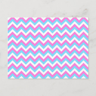 Pink and Blue Chevron Zig Zag Stripes. Postcard