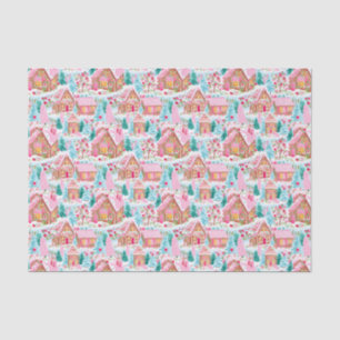 Pink and Blue Christmas Gingerbread Town Tissue Paper