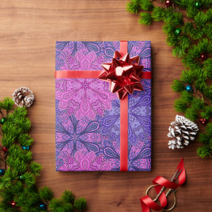 Pink and blue colorful mandala pattern wrapping paper