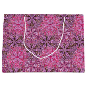 Pink and blue colourful mandala pattern large gift bag