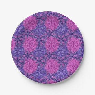Pink and blue colourful mandala pattern paper plate