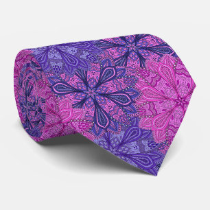 Pink and blue colourful mandala pattern tie