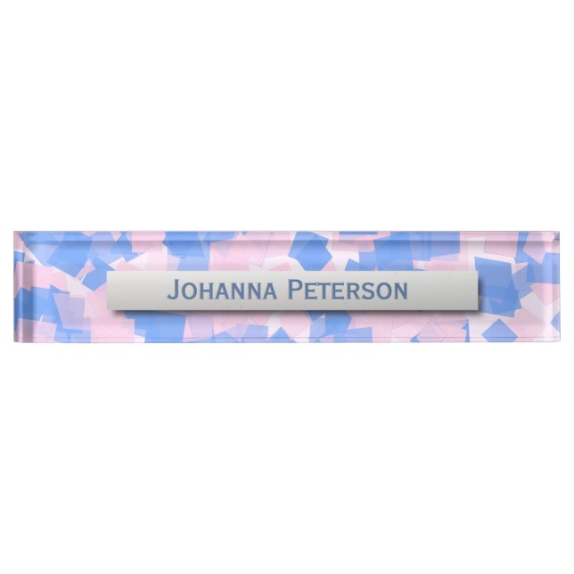 Pink and Blue Confetti Nameplate (Front)