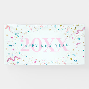Pink and Blue Confetti New Years Party Banner