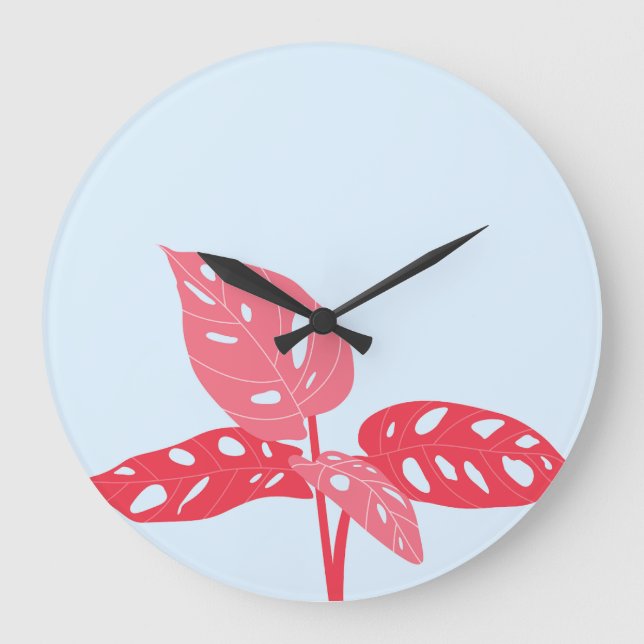 Pink and Blue Contemporary Art Wall Clock (Front)