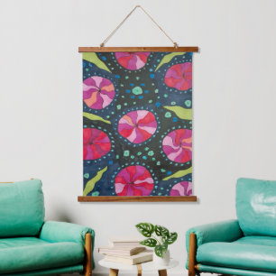 Pink and Blue Cosmic Pop Hanging Tapestry