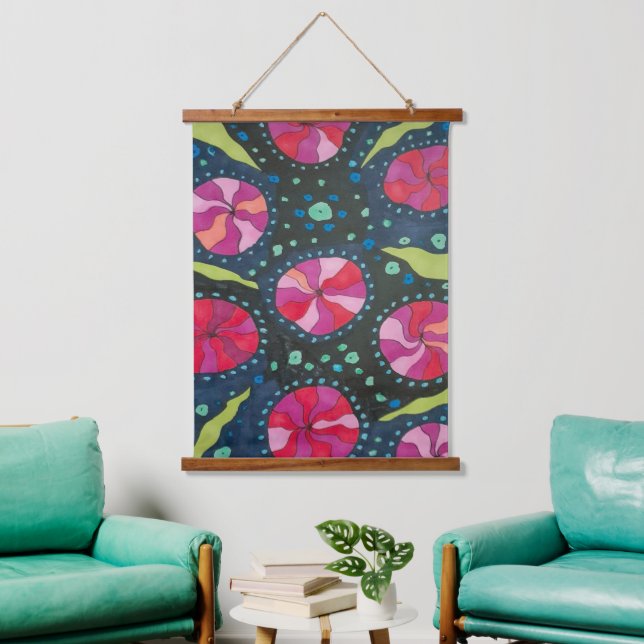 Pink and Blue Cosmic Pop Hanging Tapestry (Living Room)