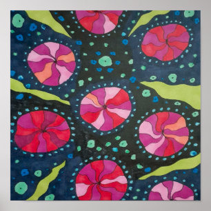 Pink and Blue Cosmic Pops  Poster