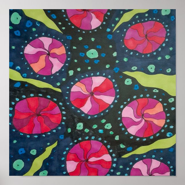 Pink and Blue Cosmic Pops  Poster (Front)