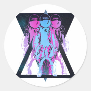 Pink and blue Cosmonaut hipster Classic Round Sticker