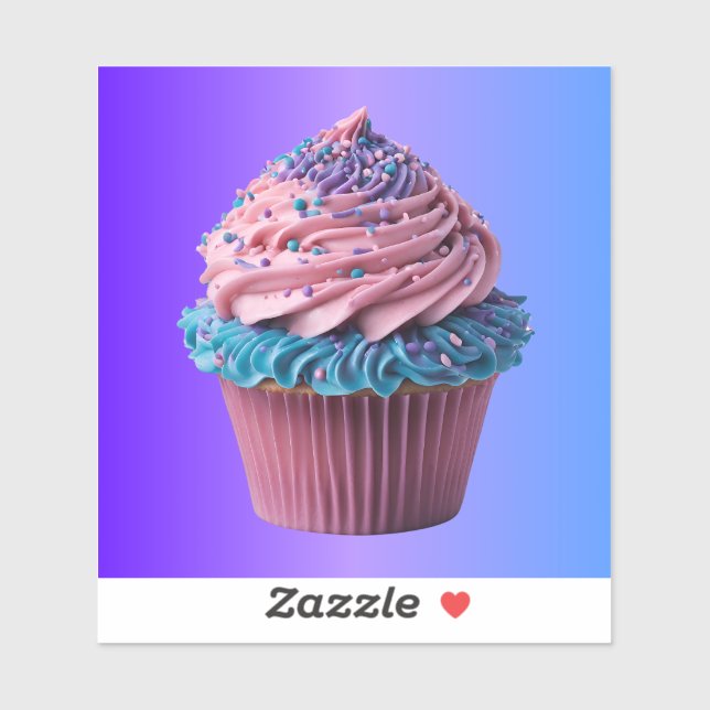 Pink and Blue Cupcake on Gradient (Sheet)