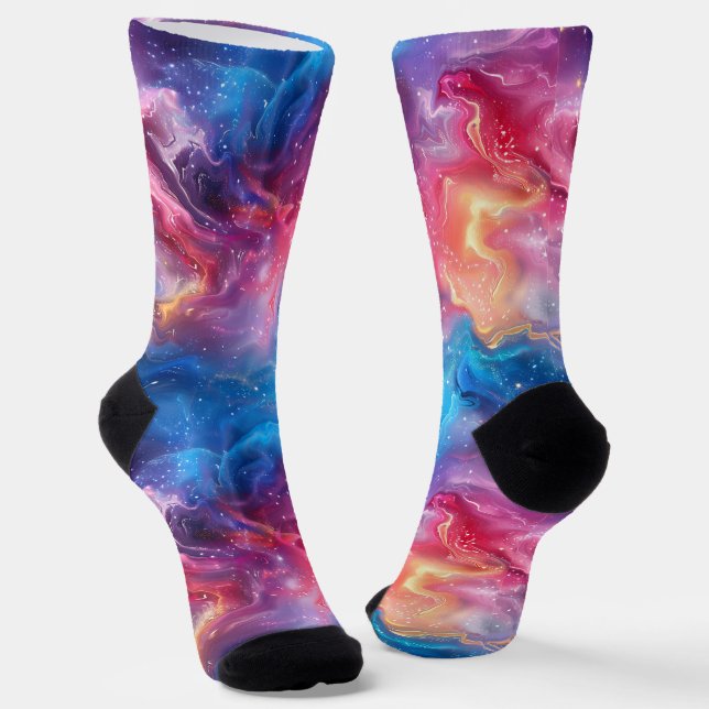 PINK AND BLUE Custom Sustainable Premium Crew Sock (Angled)