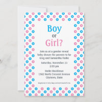Pink and Blue Diagonal Dot Gender Reveal Shower