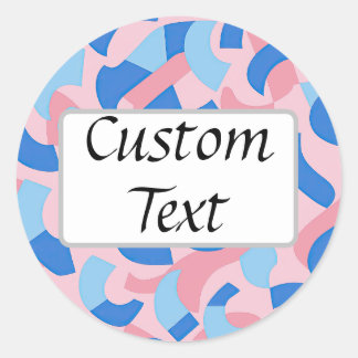 Pink and Blue Doodle Pattern Classic Round Sticker