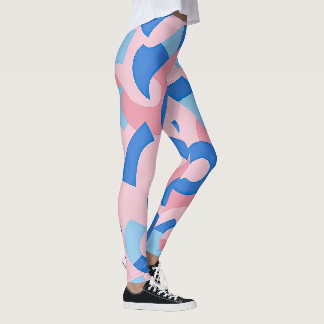 Pink and Blue Doodle Pattern Leggings (Right)