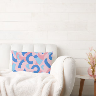 Pink and Blue Doodle Pattern Lumbar Cushion