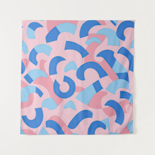 Pink and Blue Doodle Pattern Tapestry