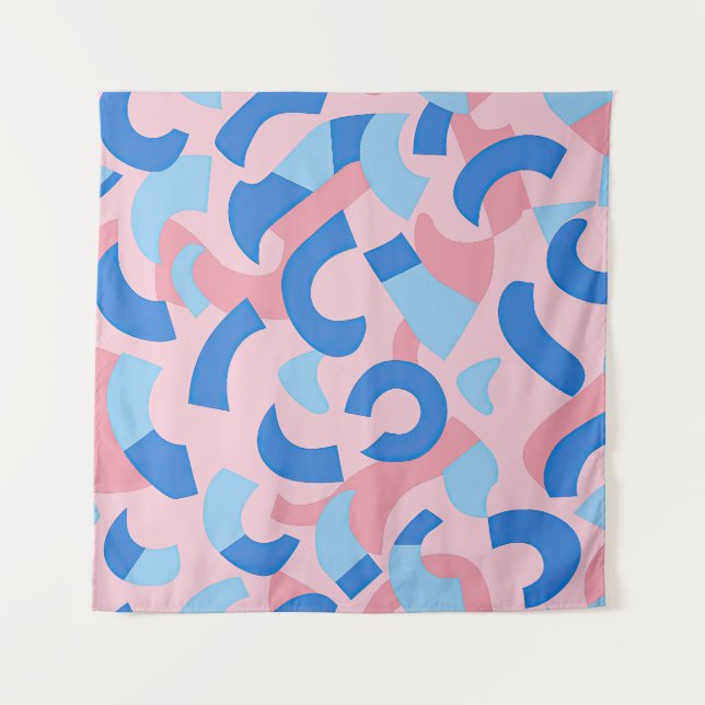 Pink and Blue Doodle Pattern Tapestry (Front)