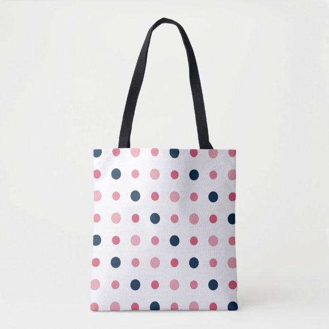 Pink and Blue Dots Tote Bag (Front)