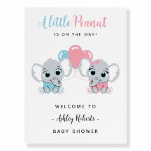 Pink and Blue Elephant Baby Shower Welcome Sign