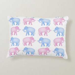 Pink and Blue Elephants Gender Reveal Decorative Cushion