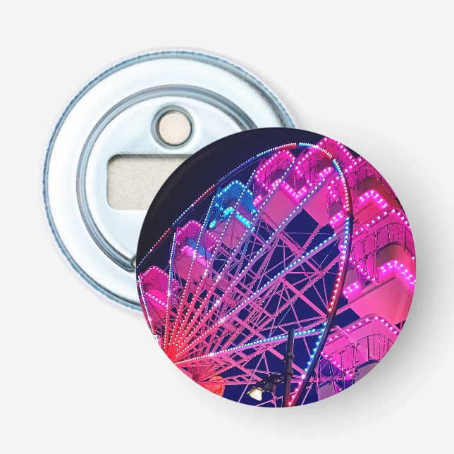 Pink and blue Ferris wheel Bottle Opener (Front)
