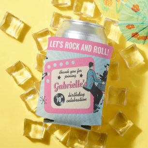 Pink and Blue Fifties Rockabilly Birthday Party Can Cooler