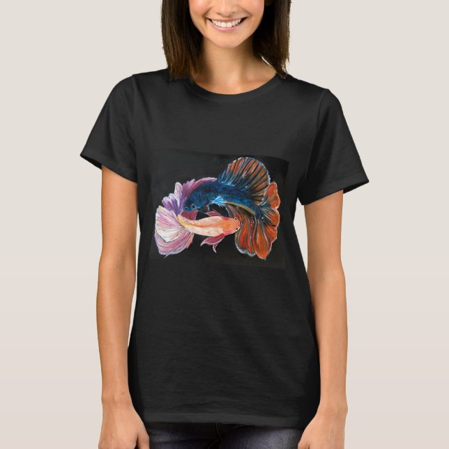 Pink and blue fighting fish T-Shirt (Front)