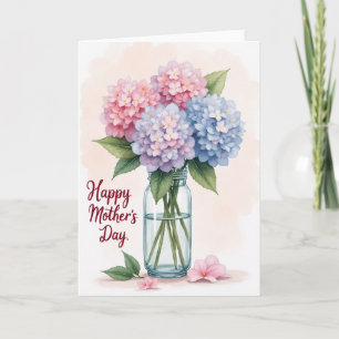 Pink And Blue Floral Art Card