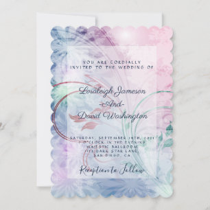 Pink and blue floral invitation