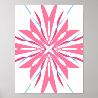 Pink and Blue Floral Mandala Abstract Art Print