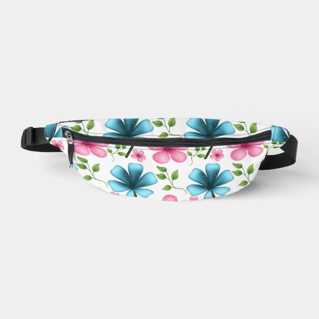Pink and blue floral pattern  bum bags (Front)